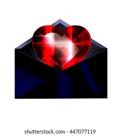 dark envelope and red heart