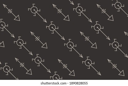 Dark ethnic background. Shamanic arrows in vector pattern. Indian backdrop.
