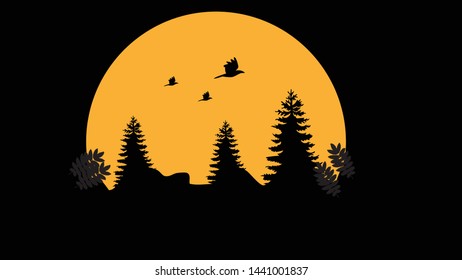 Dark Evening Sunset Scenery Background