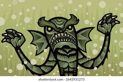 dark evil fish man lagoon monster