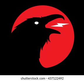 Dark Evil heraldic raven. Mascot, logotype, label.