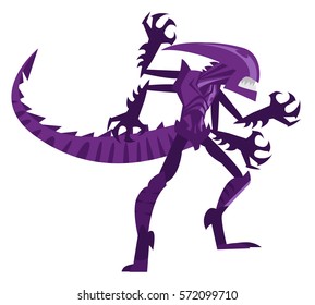 dark evil hungry four armed alien space monster