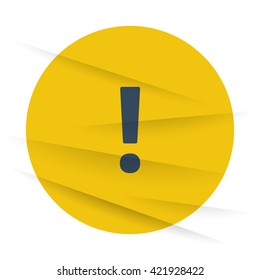 Dark Exclamation Mark icon label on wrinkled paper