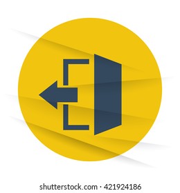 Dark Exit icon label on wrinkled paper