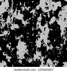 Dark expressive abstract roughly scratced seamless pattern. Black randomly cracked and stained grunge background.Old damaged texture.Textile, fabric, package, poster, print, wrapping, wallpaper design