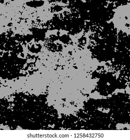 Dark expressive abstract roughly scratced seamless pattern. Black randomly cracked and stained grunge background.Old damaged texture.Textile, fabric, package, poster, print, wrapping, wallpaper design