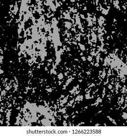 Dark expressive abstract roughly scratced seamless pattern. Black randomly cracked and stained grunge background.Old damaged texture.Textile, fabric, package, poster, print, wrapping, wallpaper design