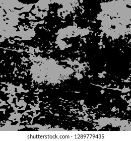 Dark expressive abstract roughly scratced seamless pattern. Black randomly cracked and stained grunge background.Old damaged texture.Textile, fabric, package, poster, print, wrapping, wallpaper design