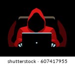 dark faceless hacker using a computer