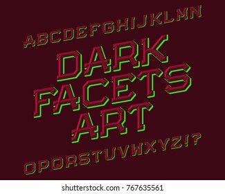 Dark Facets Art typeface. Beautiful font. Isolated english alphabet.