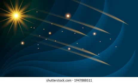 dark fantastic wallpaper. translucent flowing stripes, lights, flying meteors, a burst of energy on a dark azure background. vector