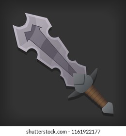 Dark fantasy vector sword. Medieval iron weapons. Illustration with object for rpg. Knight's ancient insulated blade.