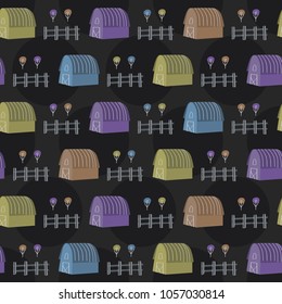 Dark farm barn pattern. A playful, modern, and flexible pattern for brand who has cute and fun style. Repeated pattern. Happy and nature mood.