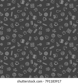 Dark fast food seamless vector pattern or texture