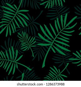 Dark fern seamless pattern. tropical vector illustration.