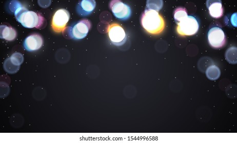 Dark festive background with bokeh