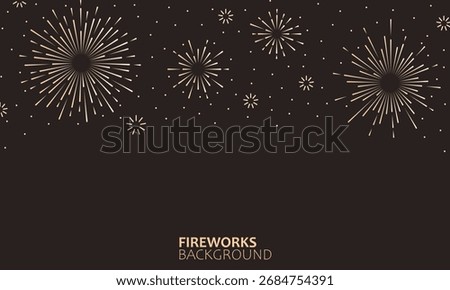 Dark festive background with golden fireworks and sparkling star patterns at the top, creating an elegant decorative border for celebration and holiday design
