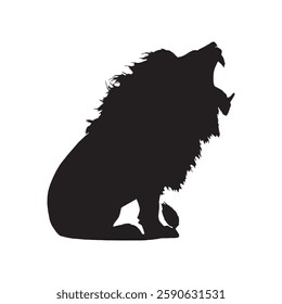 Dark and Fierce Roaring Lion Silhouette for Bold Artistic Creations - Lion Vector - Lion Icon
