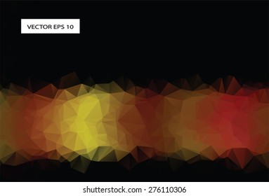 Dark fire like abstract triangle low poly vector border element  , polygonal geometric background or business template 