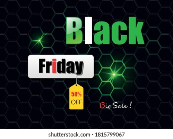 Dark and flash colors design by vector illustration used for a discount or big sale on black friday festival.