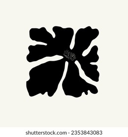 Dark Floral abstract elements. Botanical composition. Modern trendy Matisse minimal style. Floral poster, invite. Vector arrangements for greeting card or invitation design