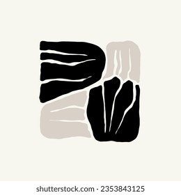 Dark Floral abstract elements. Botanical composition. Modern trendy Matisse minimal style. Floral poster, invite. Vector arrangements for greeting card or invitation design