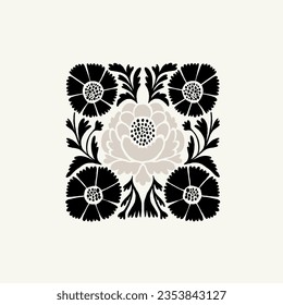 Dark Floral abstract elements. Botanical composition. Modern trendy Matisse minimal style. Floral poster, invite. Vector arrangements for greeting card or invitation design