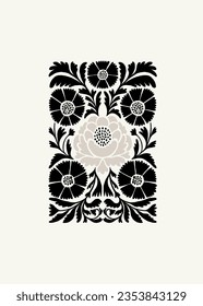 Dark Floral abstract elements. Botanical composition. Modern trendy Matisse minimal style. Floral poster, invite. Vector arrangements for greeting card or invitation design