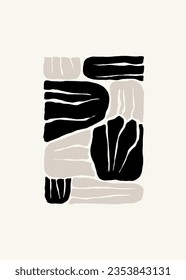 Dark Floral abstract elements. Botanical composition. Modern trendy Matisse minimal style. Floral poster, invite. Vector arrangements for greeting card or invitation design