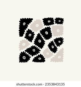 Dark Floral abstract elements. Botanical composition. Modern trendy Matisse minimal style. Floral poster, invite. Vector arrangements for greeting card or invitation design
