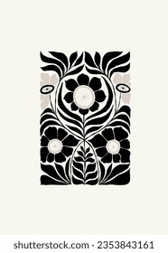 Dark Floral abstract elements. Botanical composition. Modern trendy Matisse minimal style. Floral poster, invite. Vector arrangements for greeting card or invitation design