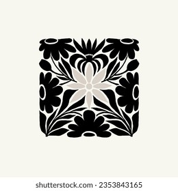 Dark Floral abstract elements. Botanical composition. Modern trendy Matisse minimal style. Floral poster, invite. Vector arrangements for greeting card or invitation design