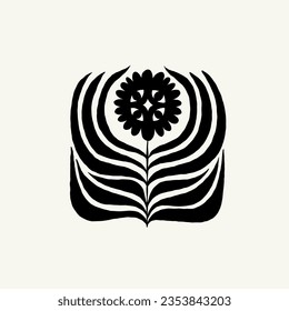 Dark Floral abstract elements. Botanical composition. Modern trendy Matisse minimal style. Floral poster, invite. Vector arrangements for greeting card or invitation design