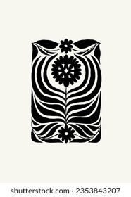 Dark Floral abstract elements. Botanical composition. Modern trendy Matisse minimal style. Floral poster, invite. Vector arrangements for greeting card or invitation design