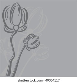 Dark floral background. Vector.