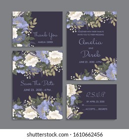 Dark floral background wedding set