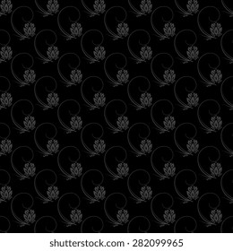 Dunkle florale Natur nahtlose Muster Design. Vektorhintergrund