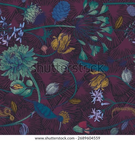 Dark Floral Pattern Background design art illustartion