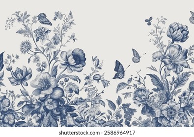 Dark floral pattern, featuring a variety of colorful flowers against a dark background.