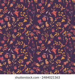 Dark Floral Pattern with Paisley