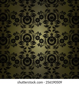 Dark floral seamless background - vector illustration.