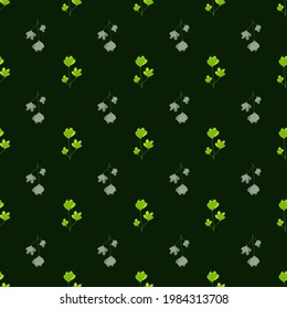 Dark floral seamless nature pattern with bright abstract flowers ornament. Botanic backdrop. Flat vector print for textile, fabric, giftwrap, wallpapers. Endless illustration.
