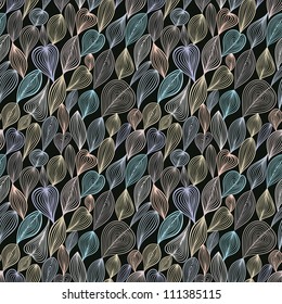 Dark floral seamless pattern, vector background.