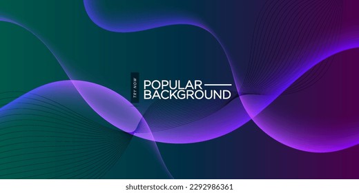 Dark flow green and purple wave light on dark abstract background. Popular dynamic background. Eps10 vector