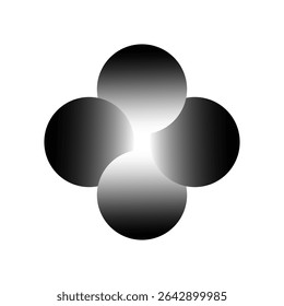 Dark flower emblem. Vector icon. Black gradient petals.