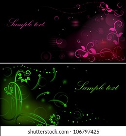 Banners vectoriales de flor oscura con espacio de copia.