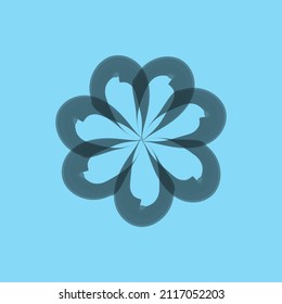 Dark flower on blue background. Watercolor painting technique. Silhouette of flower. Blue and black brush. Vector illustration. Floral pattern.
