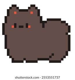 Dark fluffy cat vector pixel art