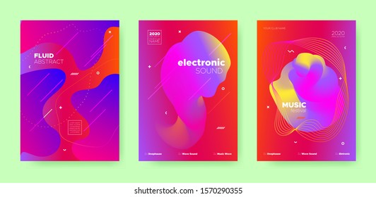 Dark Fluid Abstract. Gradient Music Wave. Vector Banner. Colorful Sound Movement. Red Fluid Background. Gradient Music Design. Graphic Brochure. Dance Movement. Electronic Party. Dance Festival.