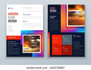 Dark Flyer design. Modern Flyer Template Layout. Concept with Square Rhombus Shapes. Vector Background. Set - GB075